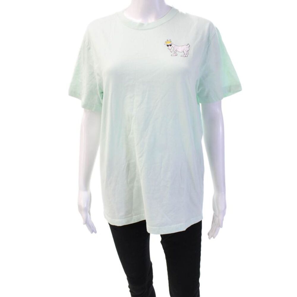 Goat Unisex Basic Light Blue Animal Print Short Sleeve T-Shirt Size S